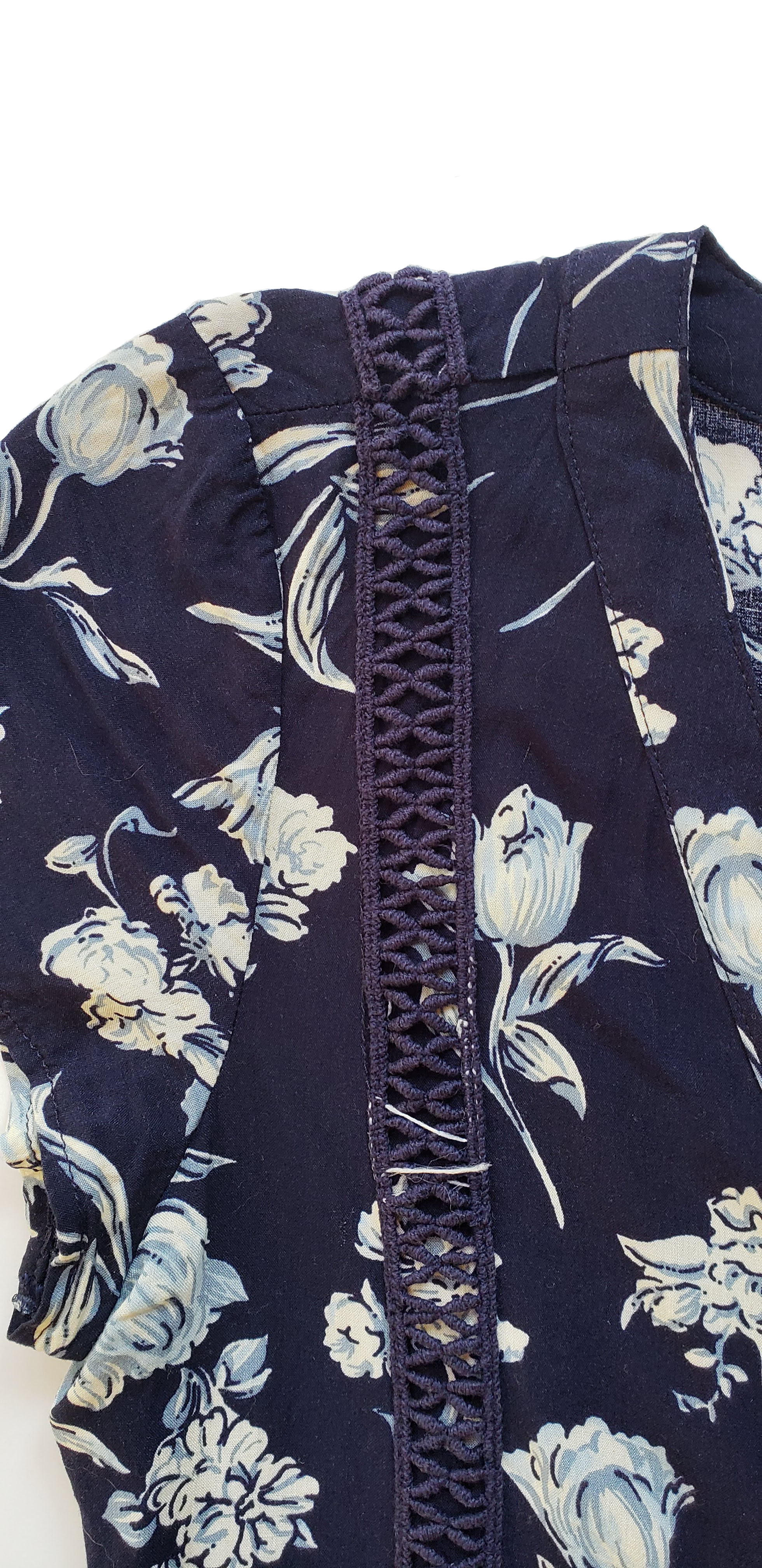 Vintage 90s Sadie Robertson Navy Floral Buttondown Mini Dress