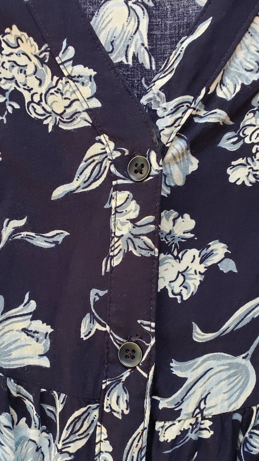 Vintage 90s Sadie Robertson Navy Floral Buttondown Mini Dress