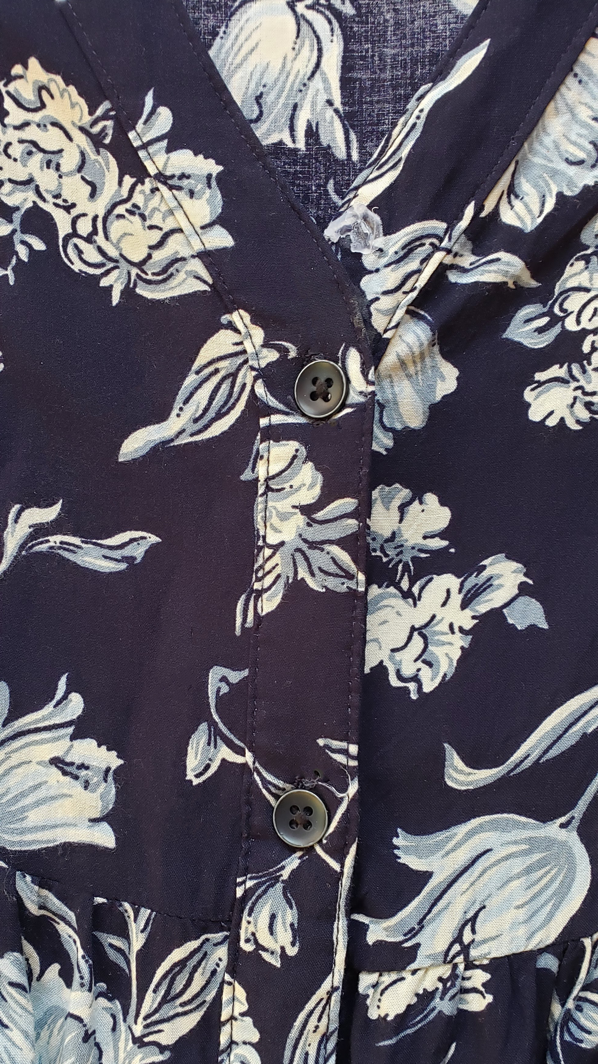 Vintage 90s Sadie Robertson Navy Floral Buttondown Mini Dress