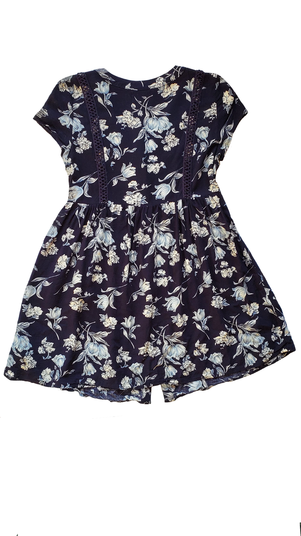 Vintage 90s Sadie Robertson Navy Floral Buttondown Mini Dress