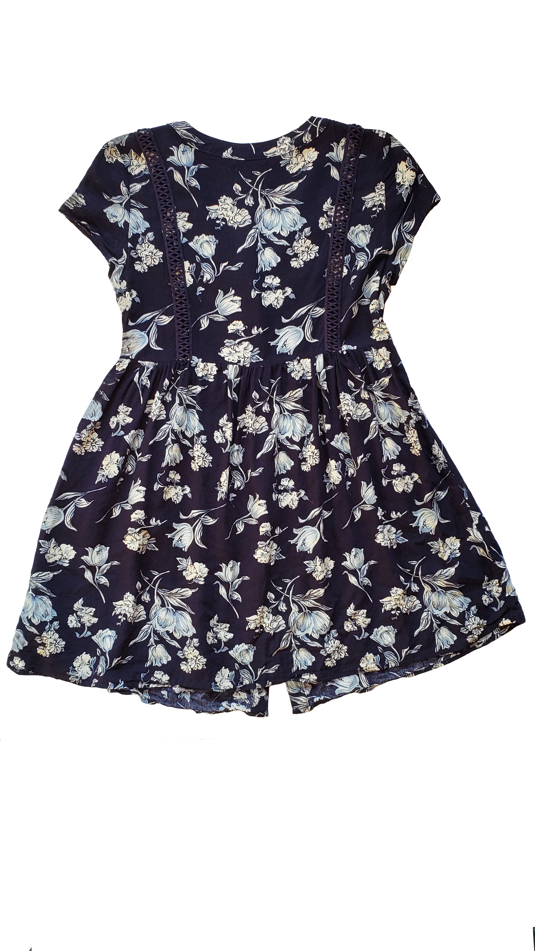 Vintage 90s Sadie Robertson Navy Floral Buttondown Mini Dress