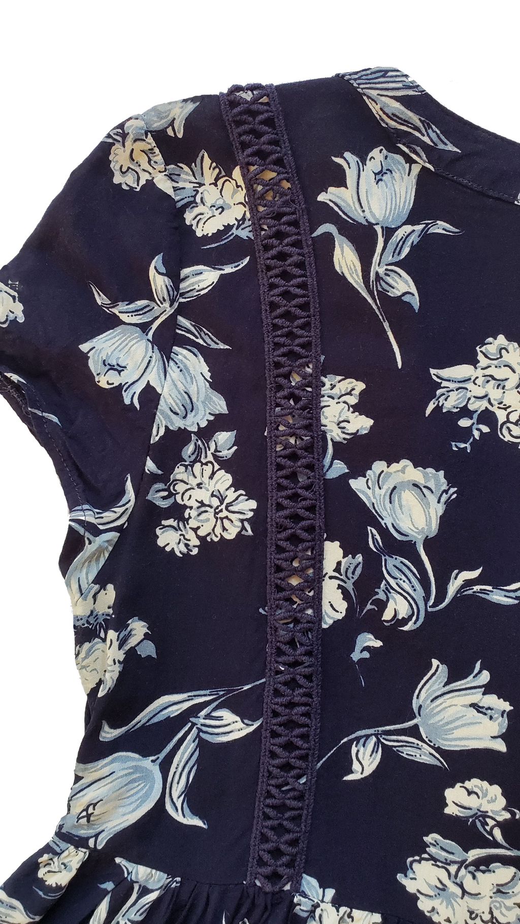 Vintage 90s Sadie Robertson Navy Floral Buttondown Mini Dress
