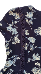 Vintage 90s Sadie Robertson Navy Floral Buttondown Mini Dress