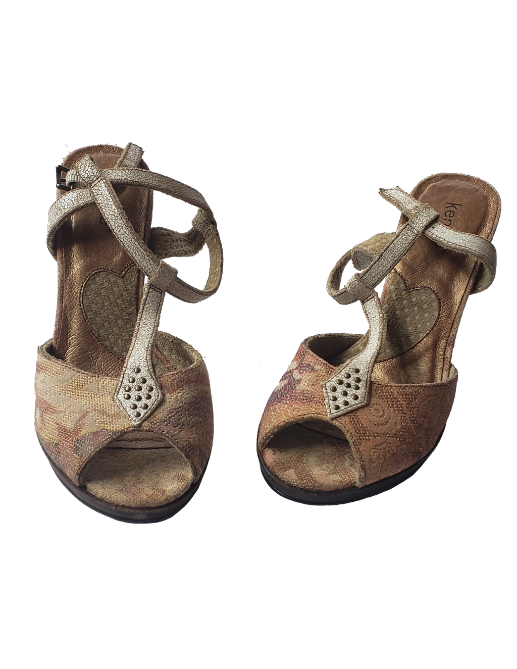 Kenzie Leather Patchwork Bohemian Style Heels