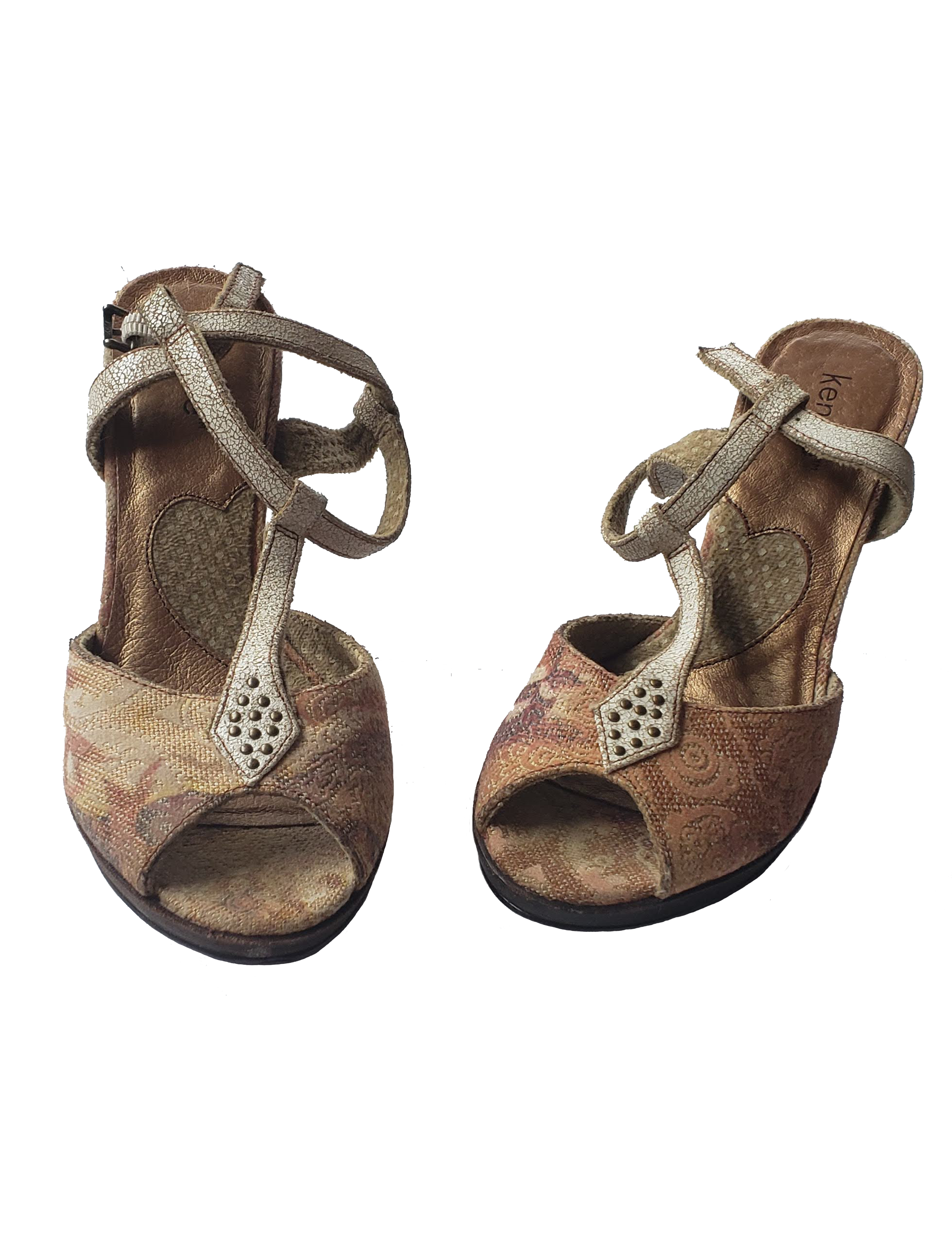 Kenzie Leather Patchwork Bohemian Style Heels