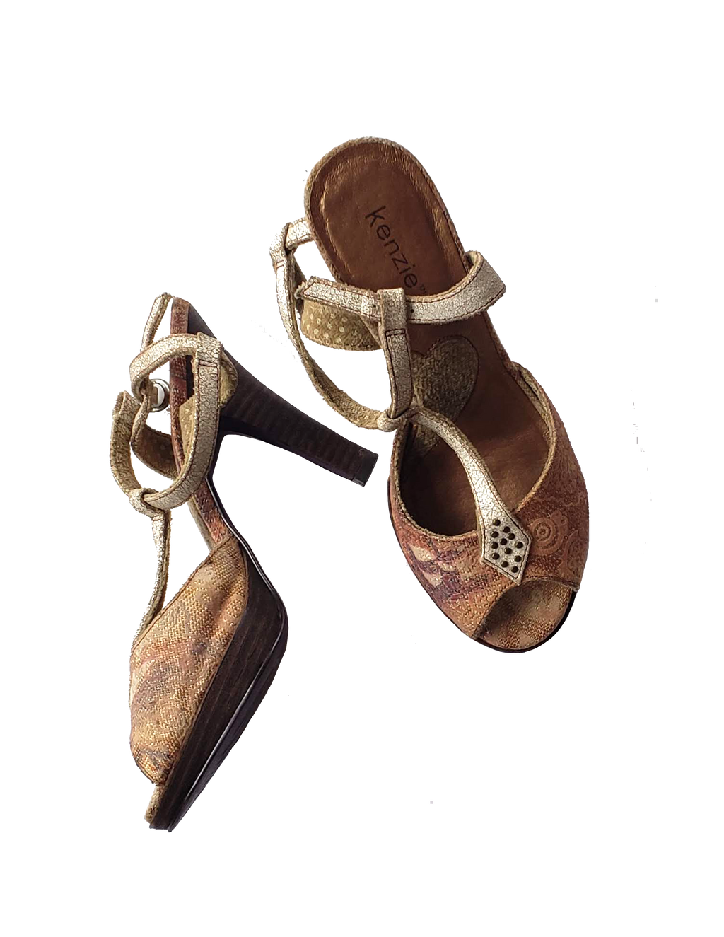 Kenzie Leather Patchwork Bohemian Style Heels