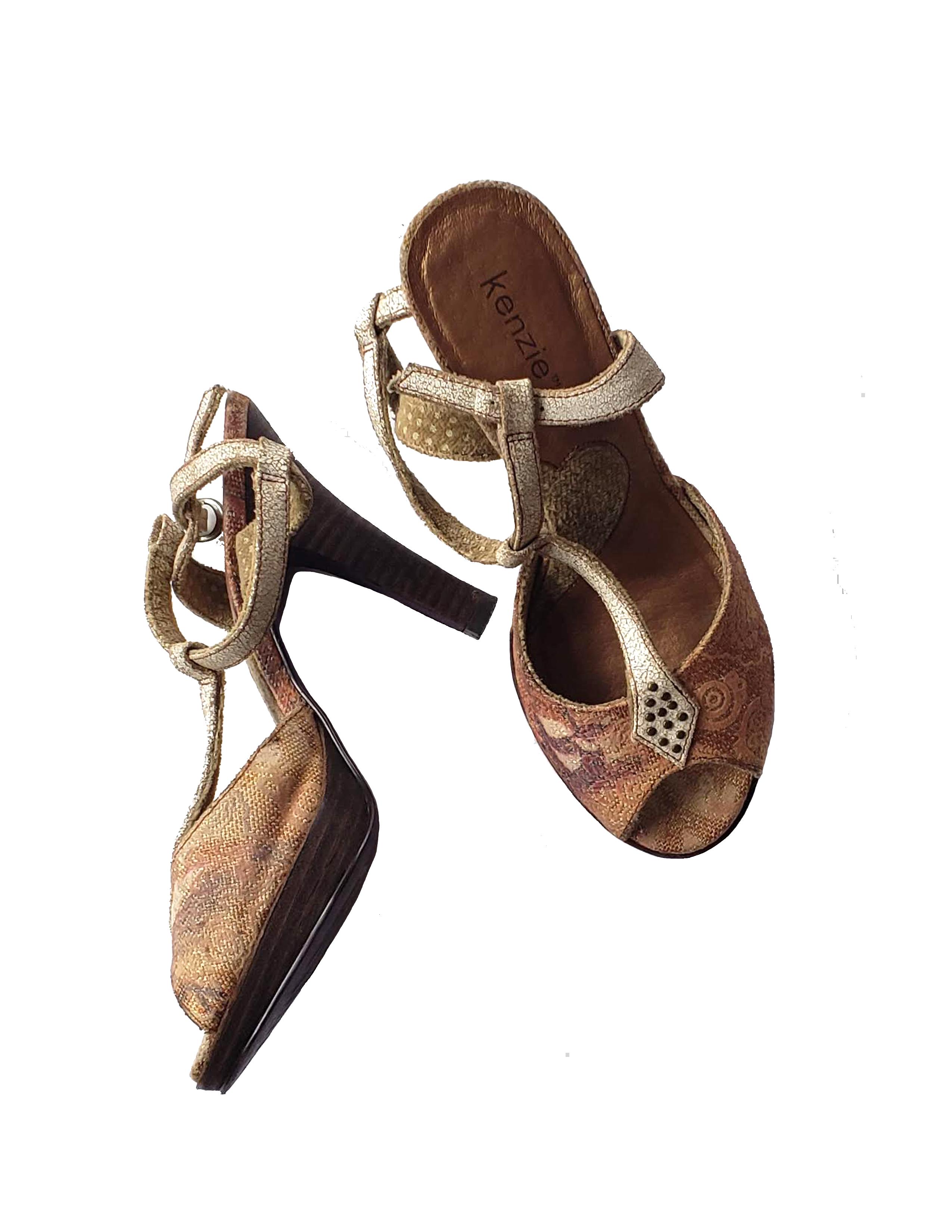 Kenzie Leather Patchwork Bohemian Style Heels