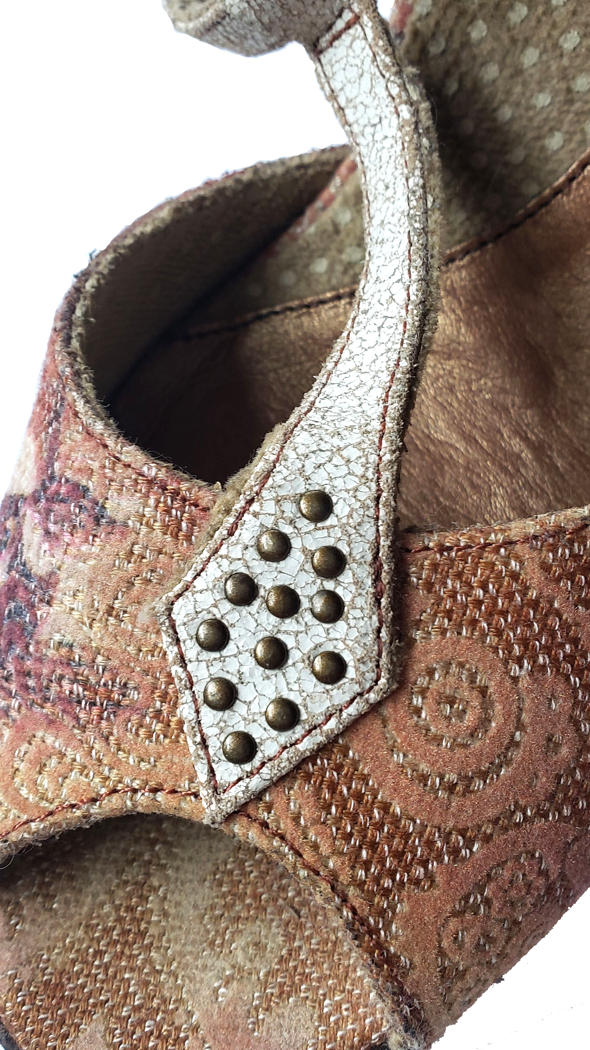 Kenzie Leather Patchwork Bohemian Style Heels