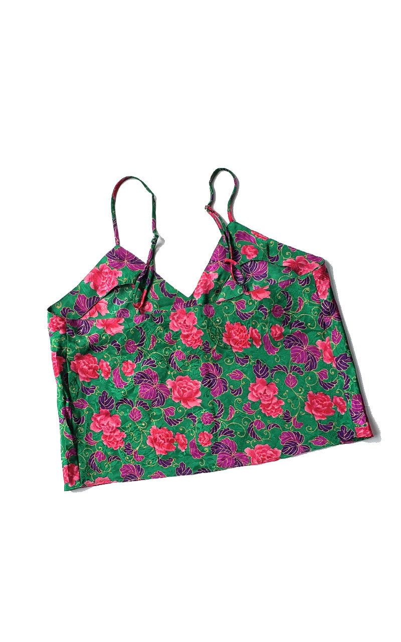90s Victoria's Secret Cropped Camisole - Green/Pink Floral