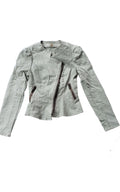 Free People Bleached Denim Moto Peplum Jacket