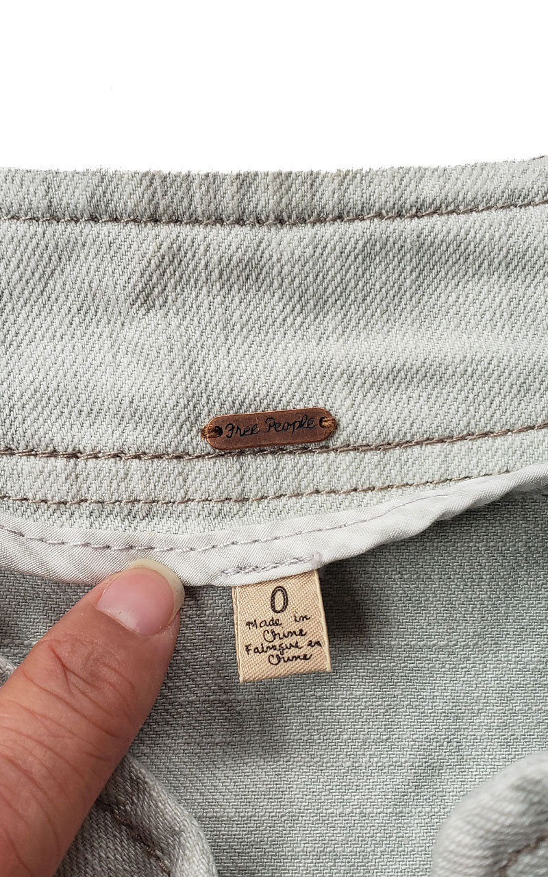 Free People Bleached Denim Moto Peplum Jacket