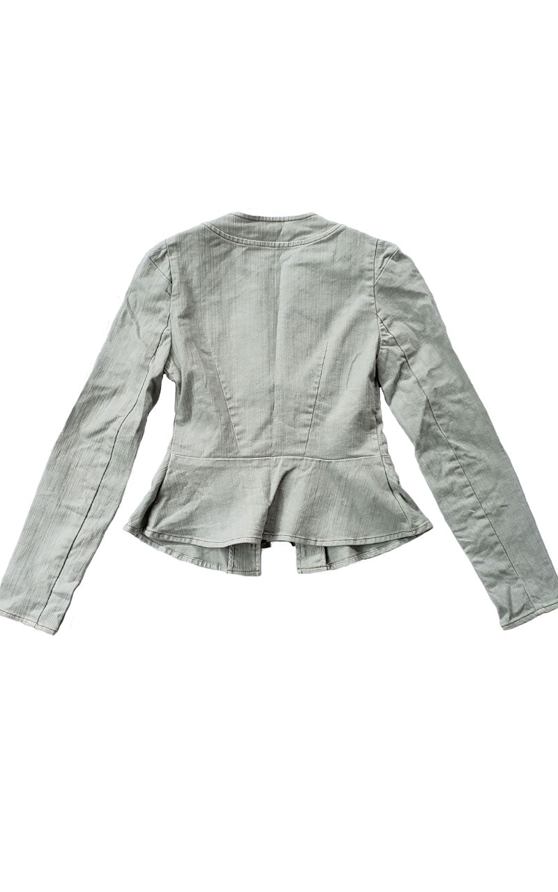 Free People Bleached Denim Moto Peplum Jacket