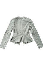 Free People Bleached Denim Moto Peplum Jacket