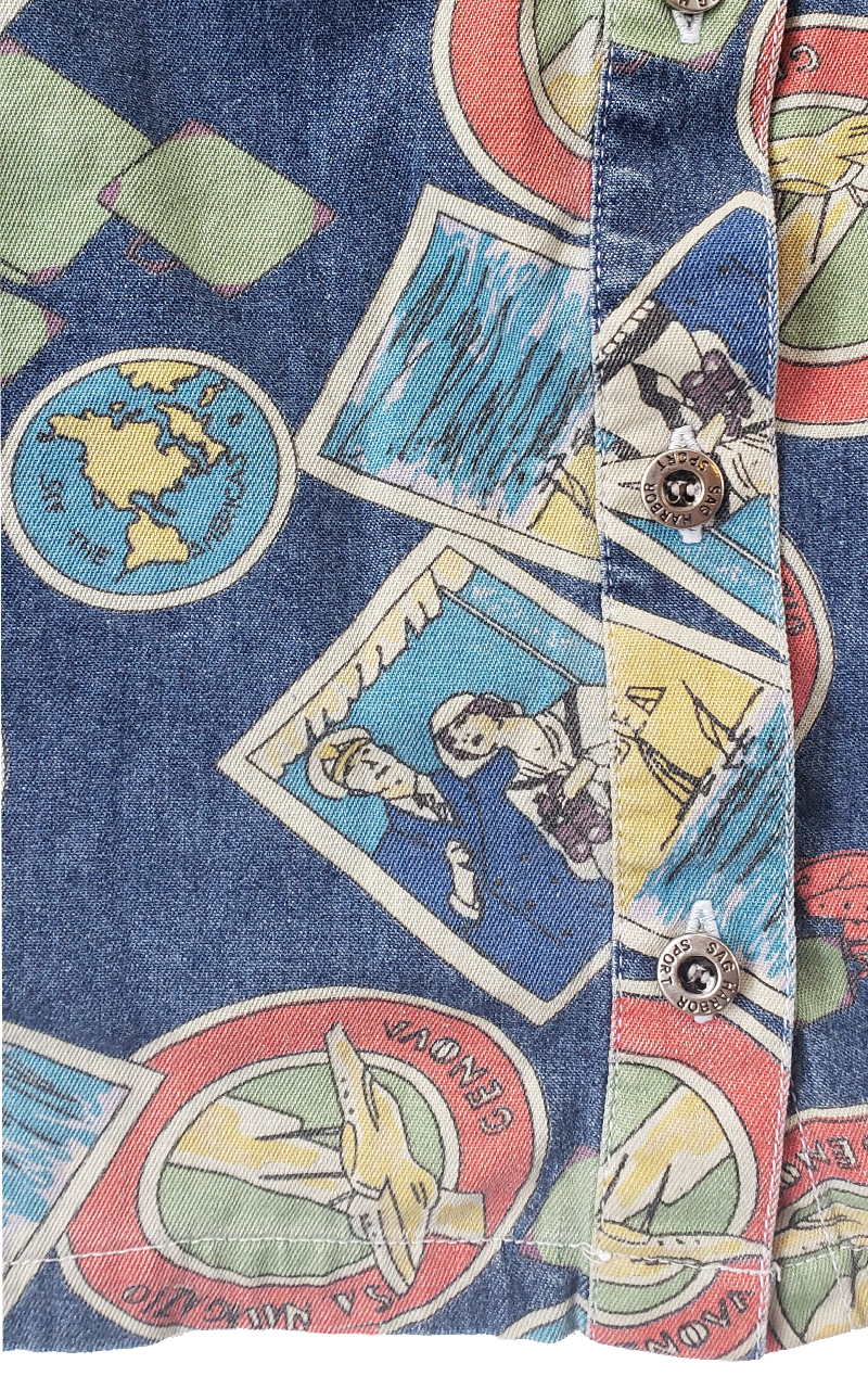 Vintage Sag Harbor Sport Men's Stamp Print Buttondown