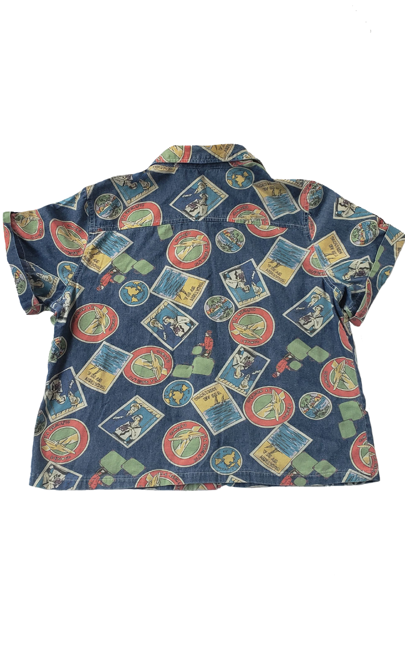 Vintage Sag Harbor Sport Men's Stamp Print Buttondown