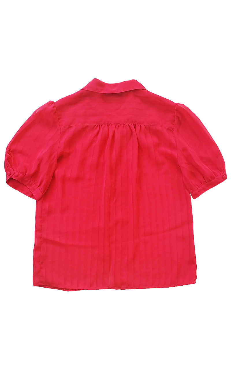 80s David Mathews Hot Pink Sheer Striped Blouse