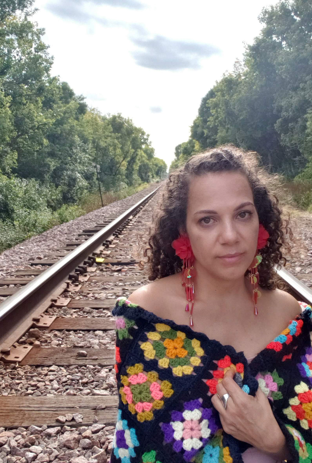 Crimson & Clover Waterfall Sequin & Organza Statement Earrings