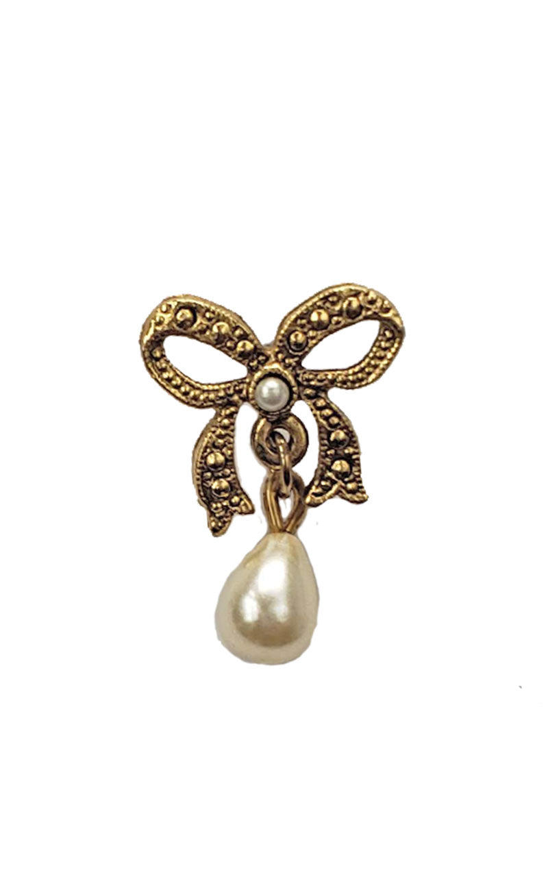 VIntage Bow & Pearl Earrings