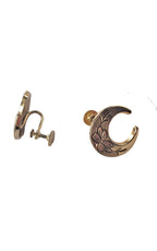Vintage Silver Etched Moon Earrings