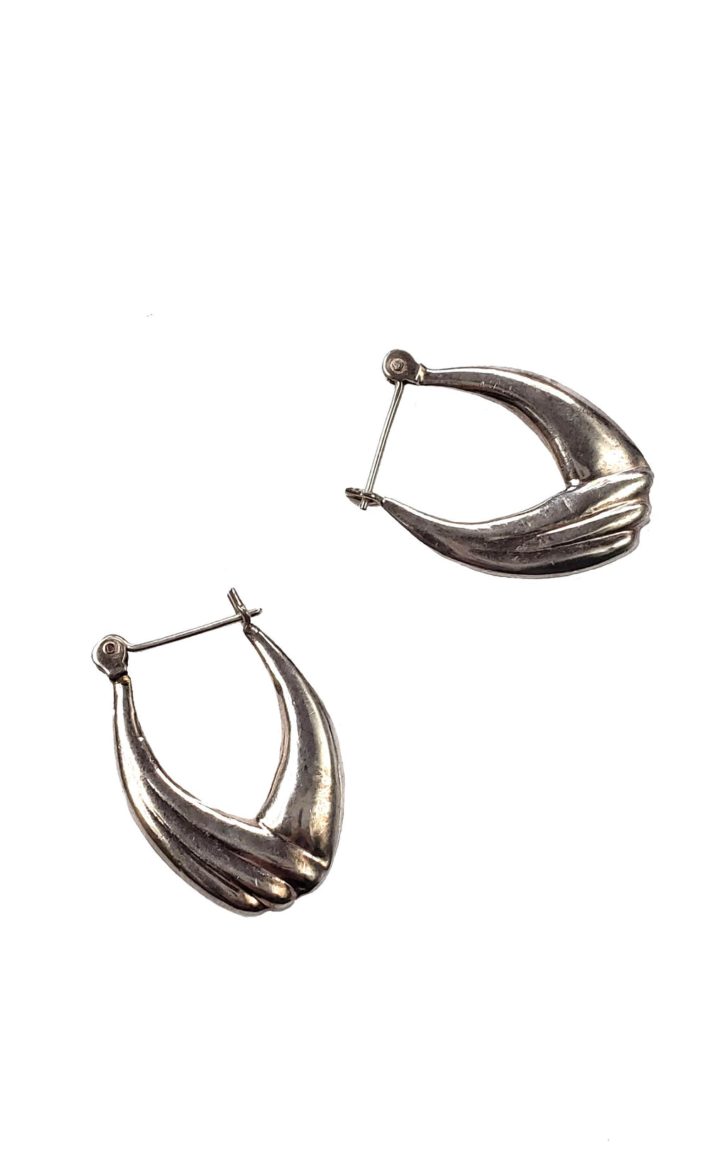 Vintage 90s Silver Oblong Hoop Earrings