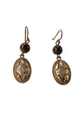 Vintage Gold & Wood Nature Lover Dangle Earrings