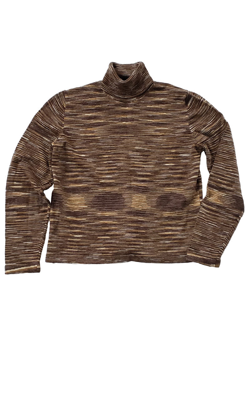 Tan Mottled Stripe Turtleneck Sweater