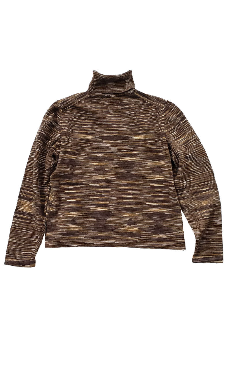 Tan Mottled Stripe Turtleneck Sweater
