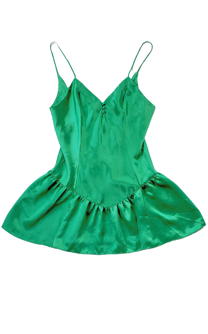 90s Victoria's Secret Satin Peplum Teddy (Green or Royal)