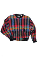 Vintage 80s Plaid Bomber Jacket