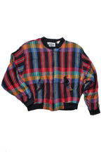 Vintage 80s Plaid Bomber Jacket