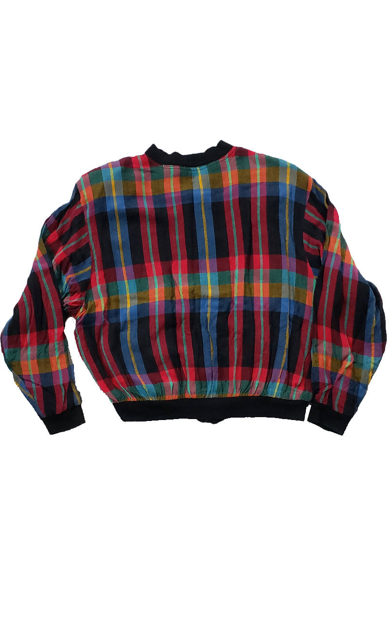 Vintage 80s Plaid Bomber Jacket