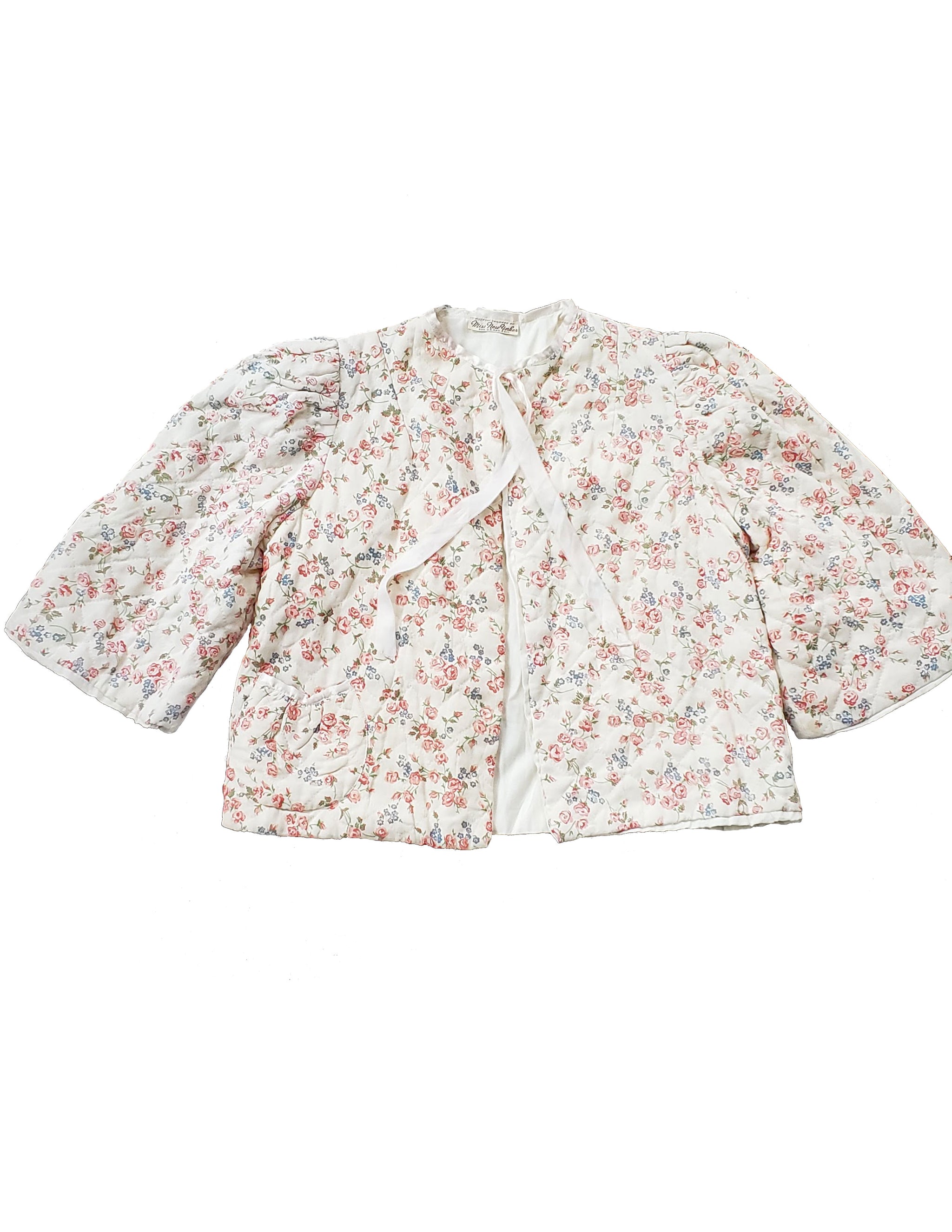 Rare Vintage 1960s Quilted Floral Bed Jacket