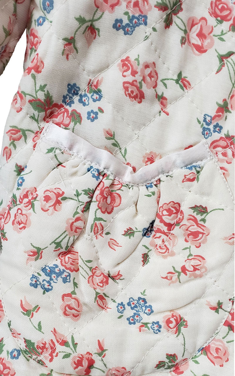 Rare Vintage 1960s Quilted Floral Bed Jacket