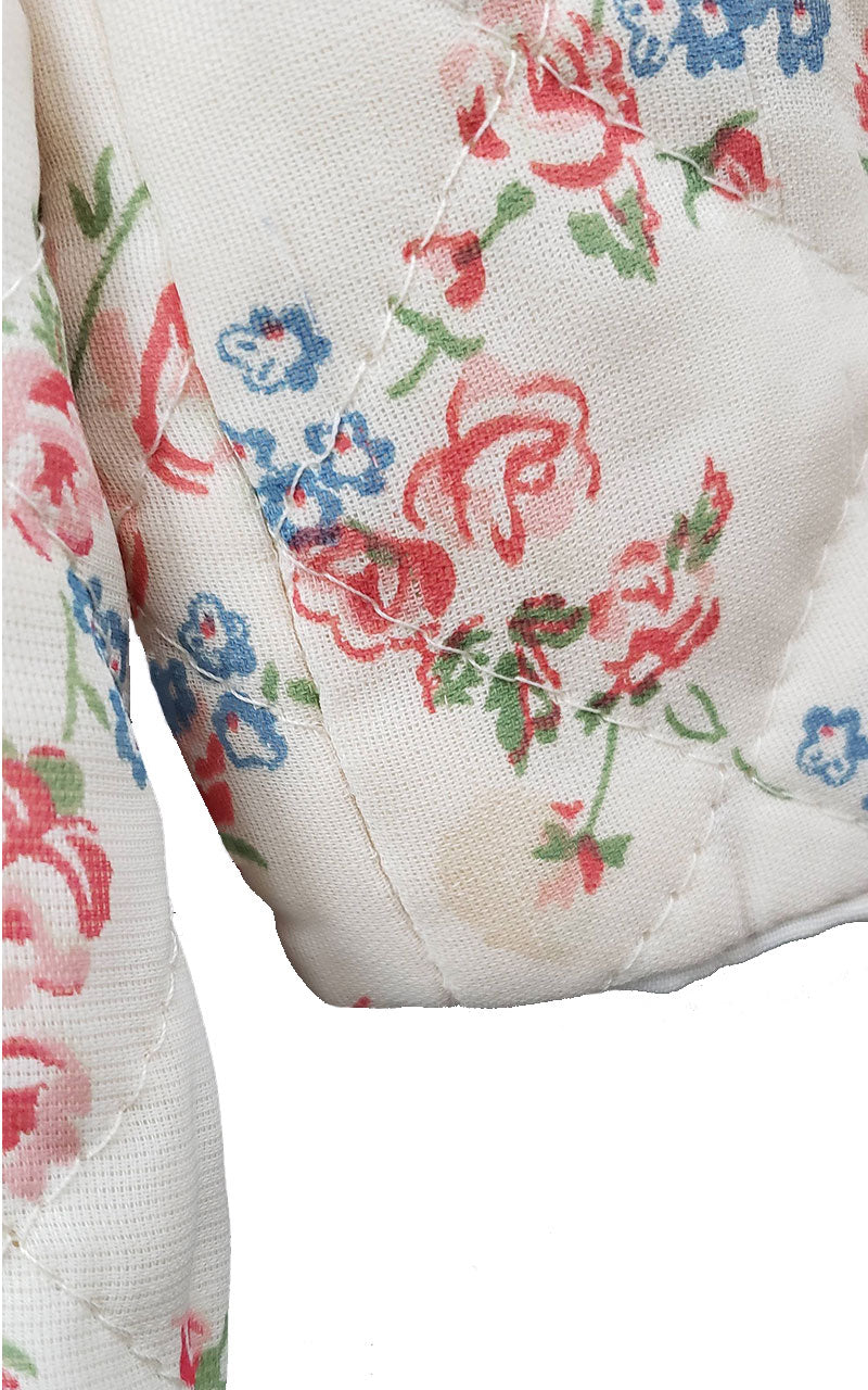 Rare Vintage 1960s Quilted Floral Bed Jacket