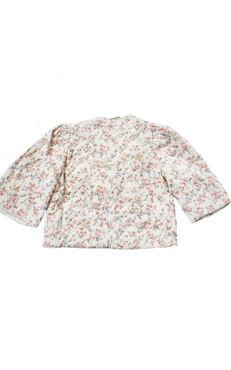 Rare Vintage 1960s Quilted Floral Bed Jacket