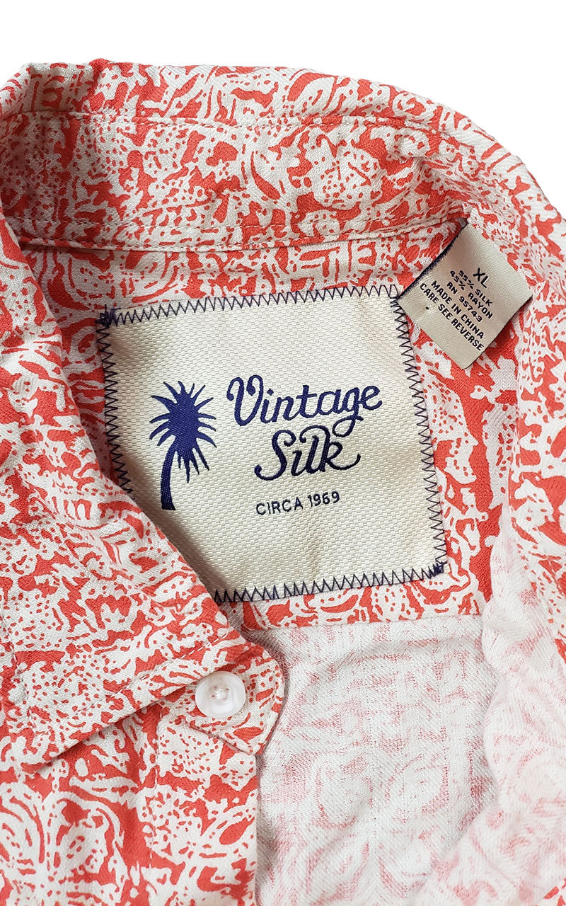 Vintage Silk circa 1969 Men's Tropical Print Buttondown
