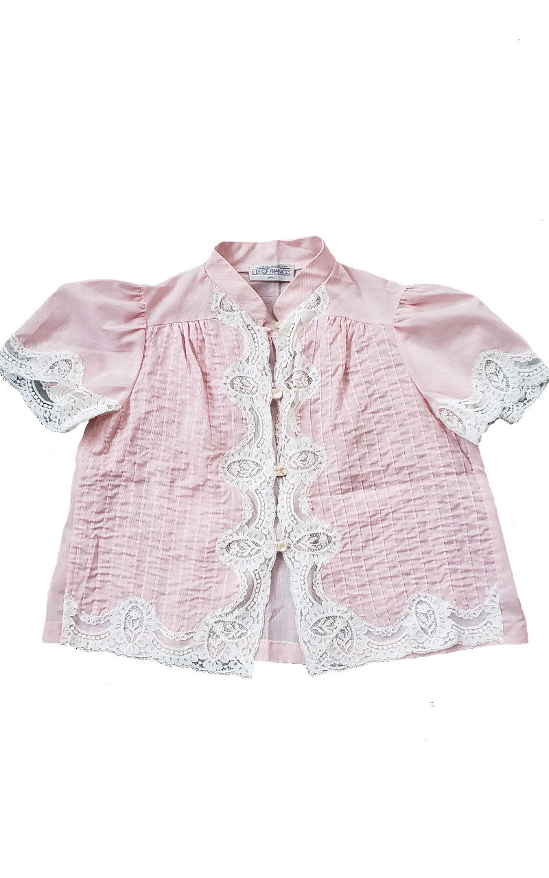 Rare 1970s Lily of France Pinstriped Bed Jacket