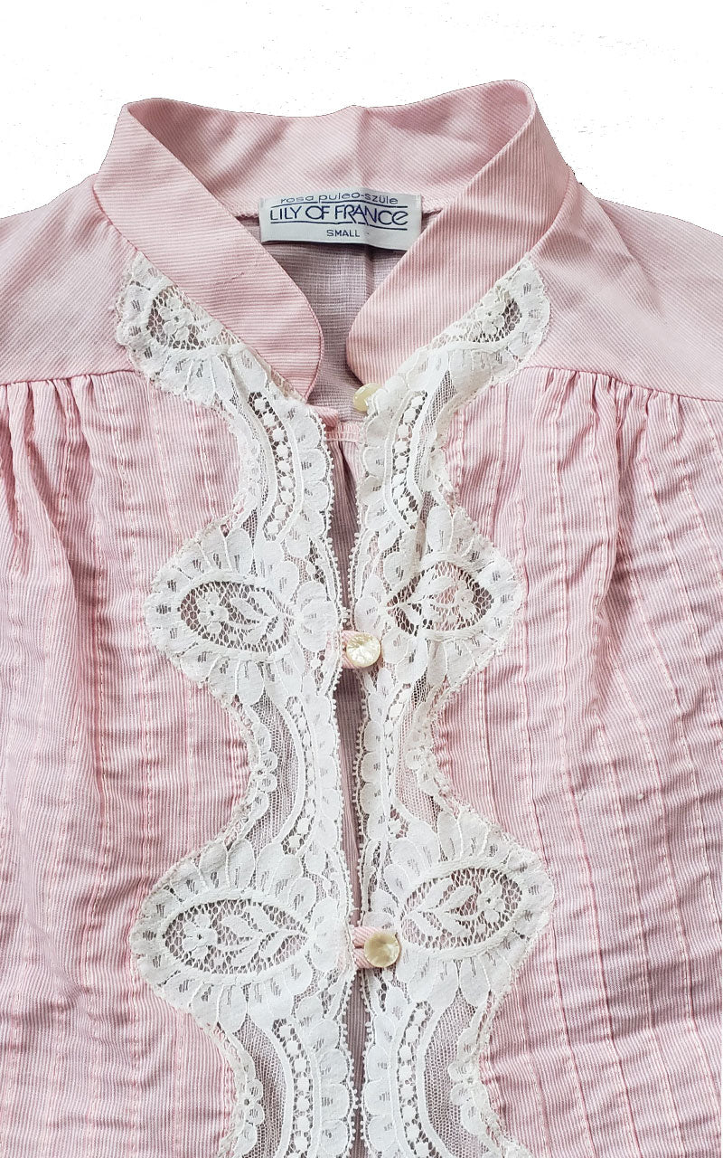 Rare 1970s Lily of France Pinstriped Bed Jacket