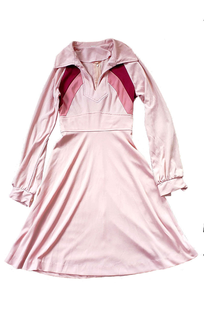 Vintage Blush Pink 70s Dress
