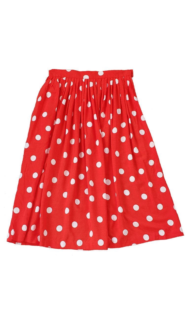 Vintage 80s Chaus Red Polka Dot Skirt