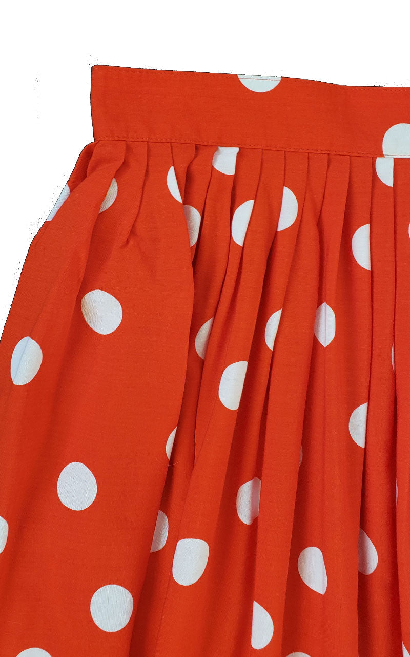 Vintage 80s Chaus Red Polka Dot Skirt