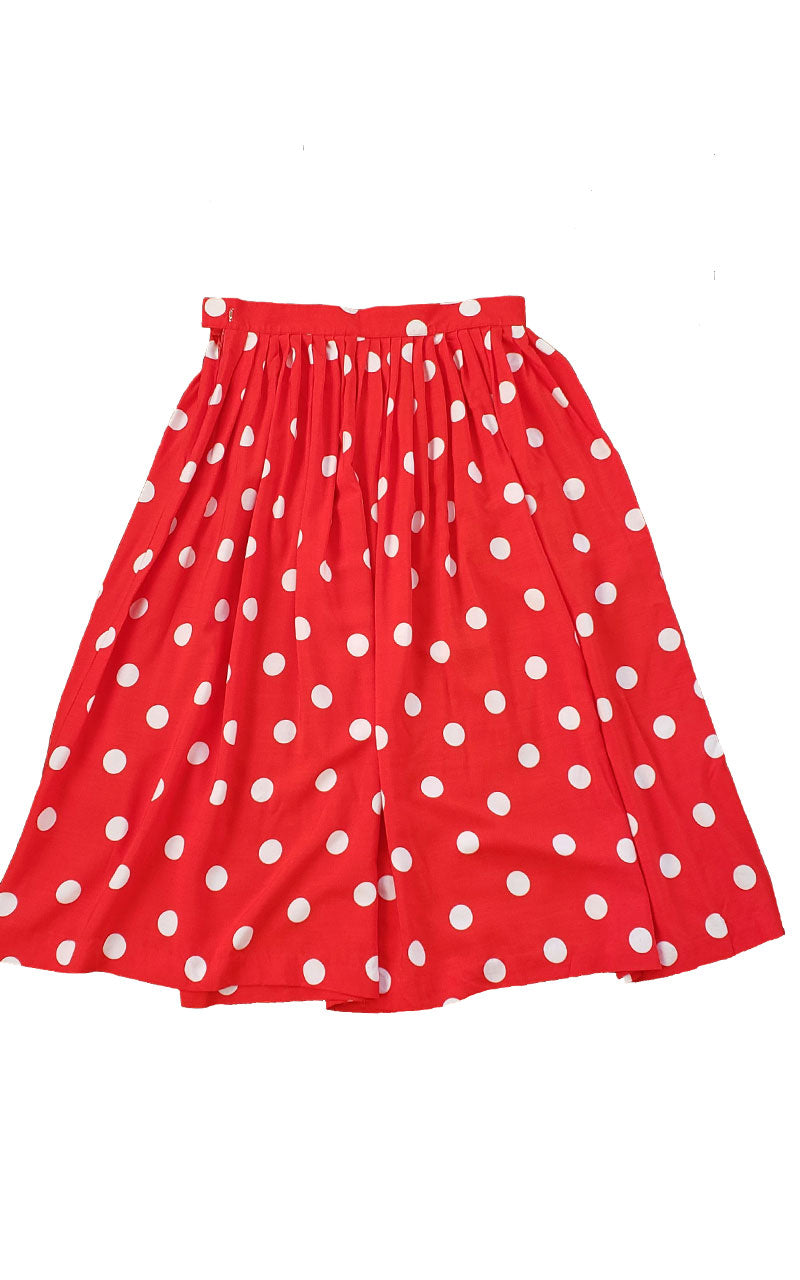 Vintage 80s Chaus Red Polka Dot Skirt