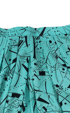 Vintage 80s Mint Green & Black Midi Gathered Skirt