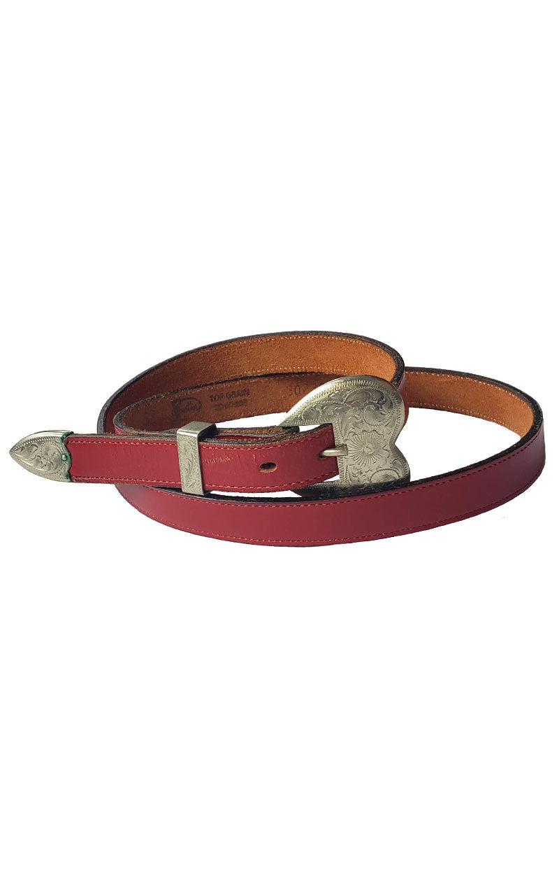 Red Leather Heart Buckle Belt