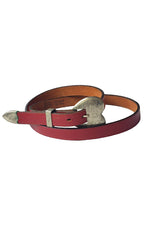 Red Leather Heart Buckle Belt