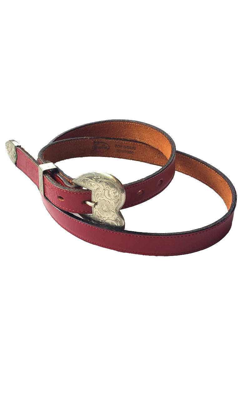 Red Leather Heart Buckle Belt