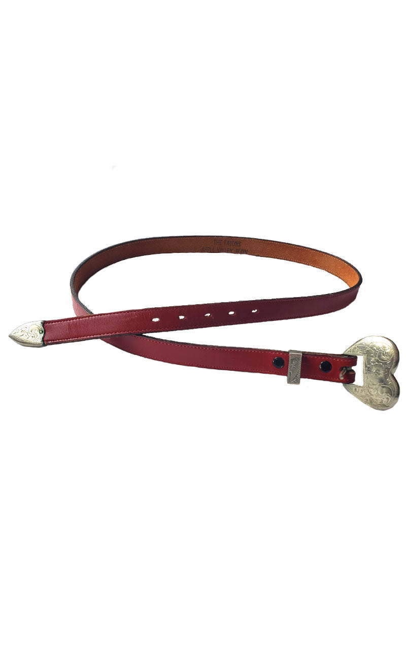 Red Leather Heart Buckle Belt