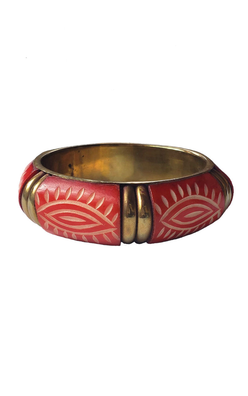 Etched Bangle Bracelet - Red or Teal