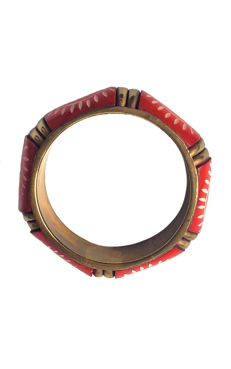 Etched Bangle Bracelet - Red or Teal