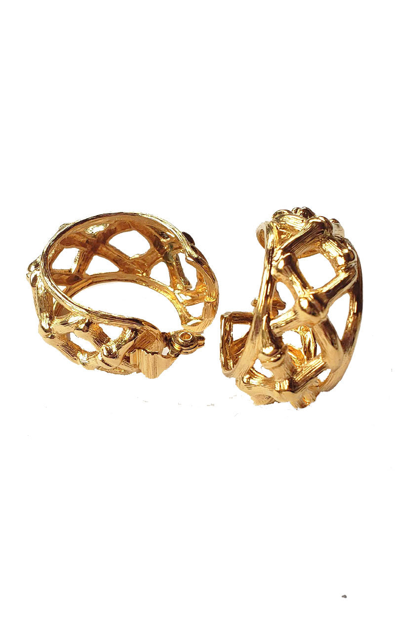 80s Large Gold Lattice Hoops